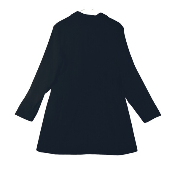 Valerie Stevens Coat Dress Women's 14 Long Sleeve Button Up Poly Lycra Black VTG - Picture 3 of 12